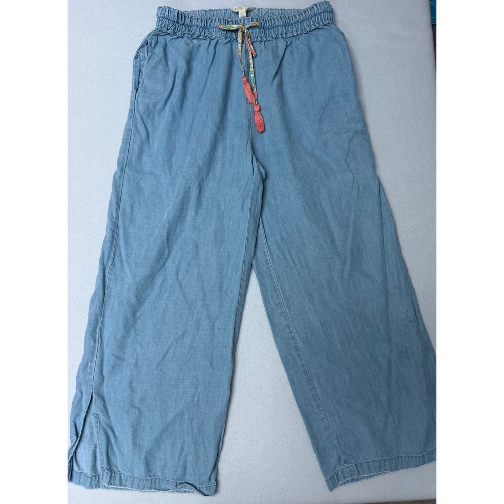 Matilda Jane Blue Lyocell Wide Leg Smocked Tassel Pants Women S 31657B